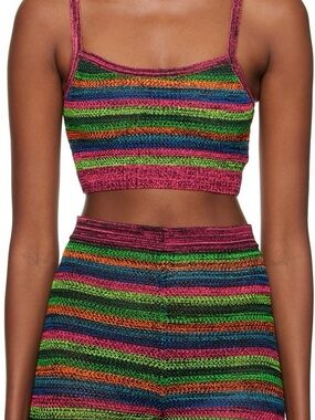 NWT AGR Multicolor Striped Knit Crop Top - Size M